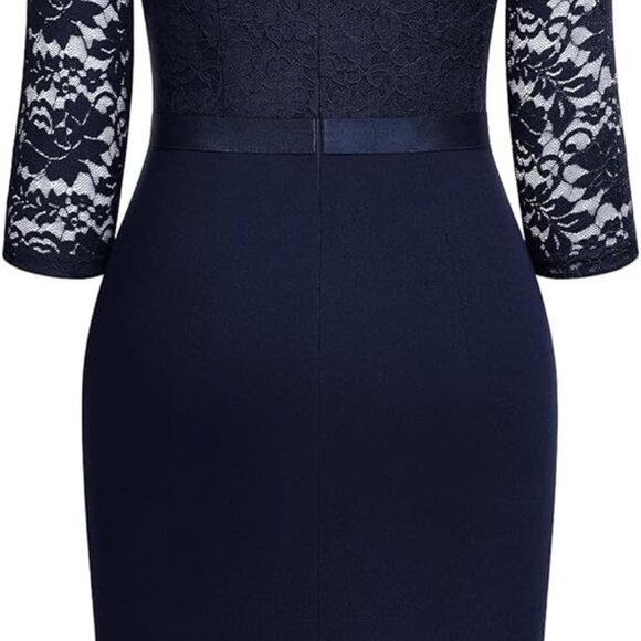 Miusol Lace Ruffle Style Cocktail Mini Blue Dress - Picture 8 of 8